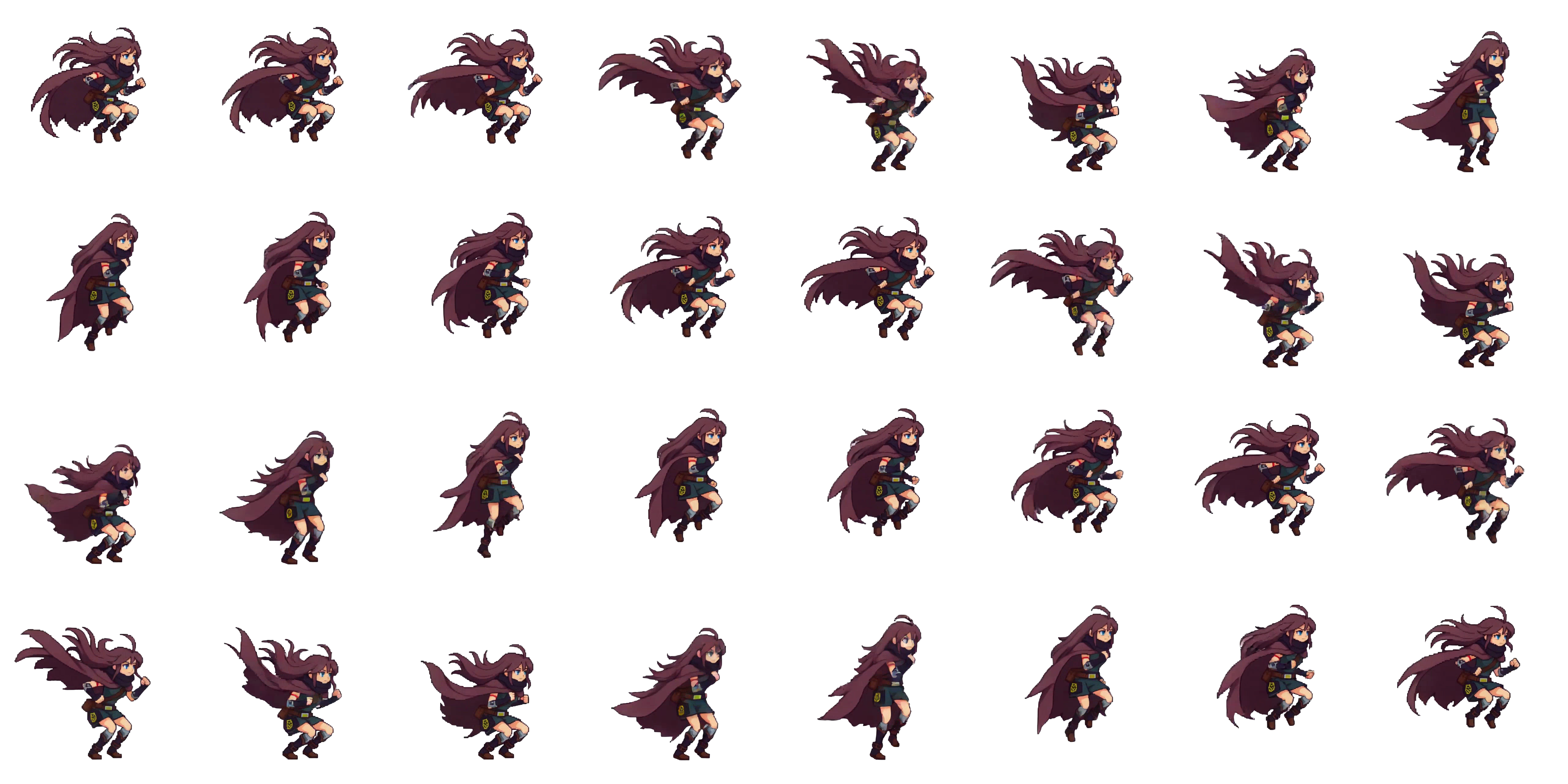 Jump spritesheet preview for Spryte the agile rogue