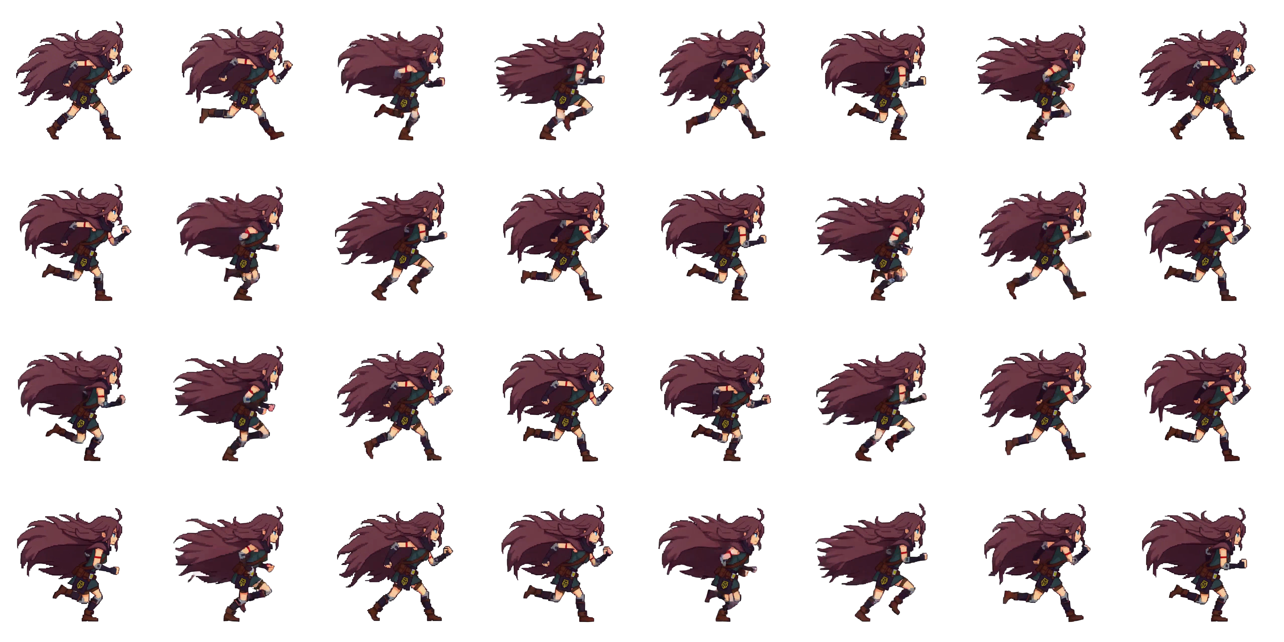 Run spritesheet preview for Spryte the agile rogue